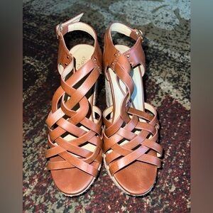 Charlotte Russe Brown Strappy Wedges